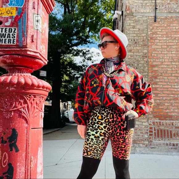 Vintage Accessories Gold Print Straps Tack Vintage Zip up Silk Jacket Black XL - Picture 14 of 14